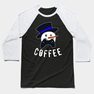 Snowman Face Gamer Coffee Baseball T-Shirt